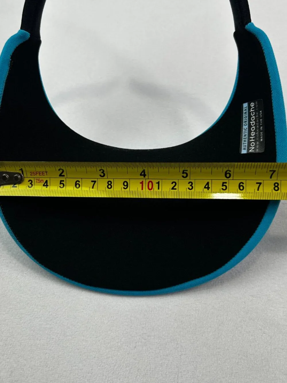 Sun Visors: No Headache Original Round Brim Black & Turquoise Blue - UPF 50 - Picture 11 of 12